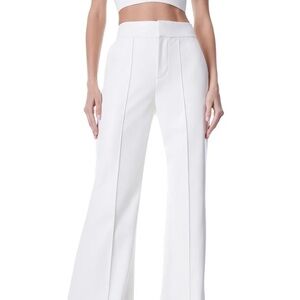 Alice + Olivia Lorinda Vegan Leather Ecru/cream/white Wide Leg Pant